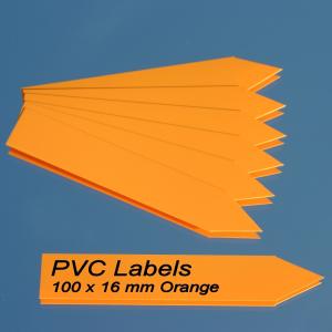 Labels (ORANGE pointed Pvc labels 100 x 16 mm)